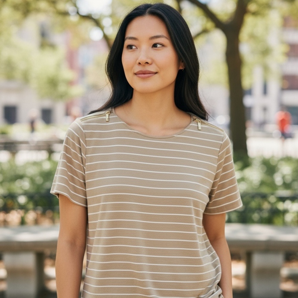 Michael Khors Striped Tan Women's Top